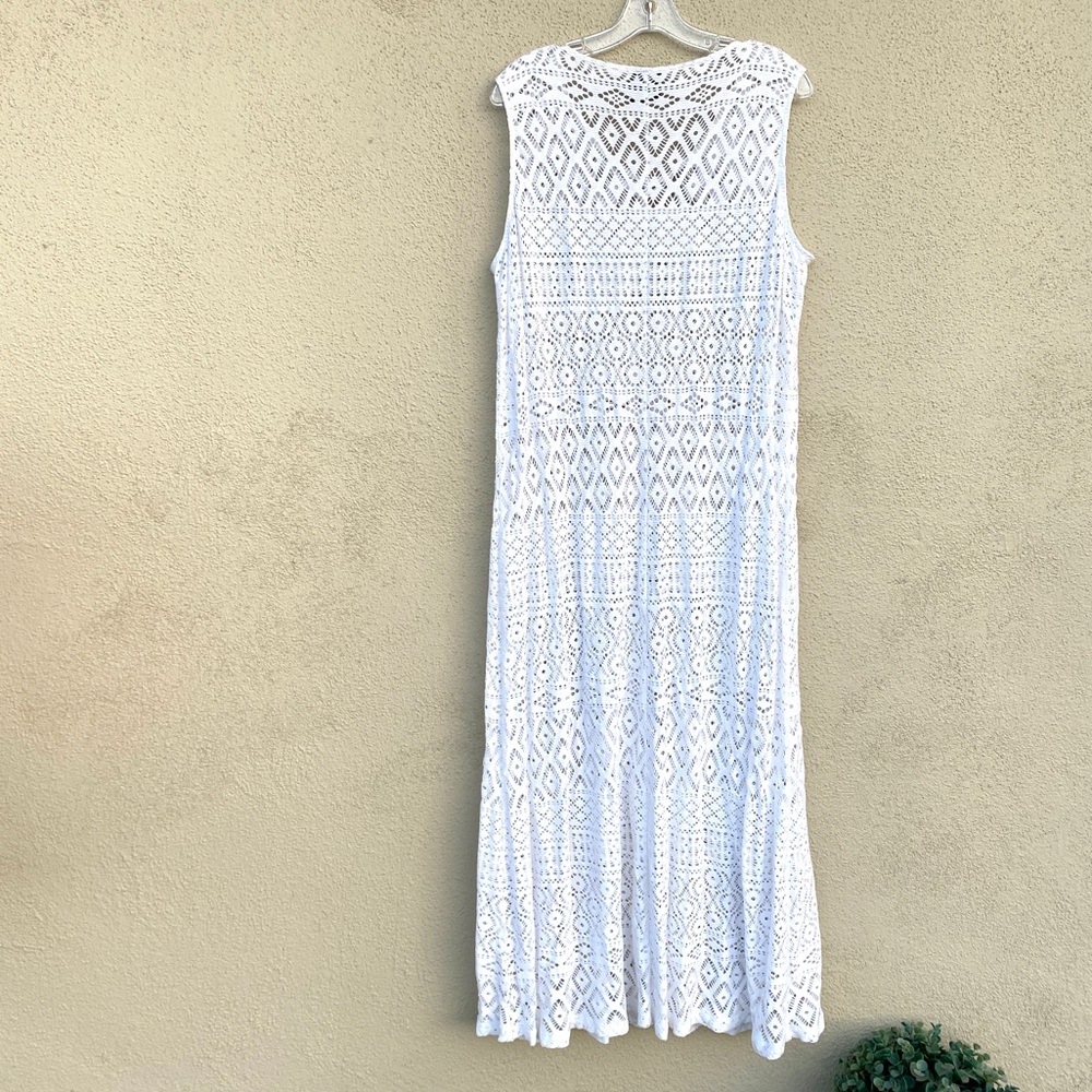 PERSONA by Marina Rinaldi white lace dress crochet maxi sleeveless coverup long - Picture 10 of 11